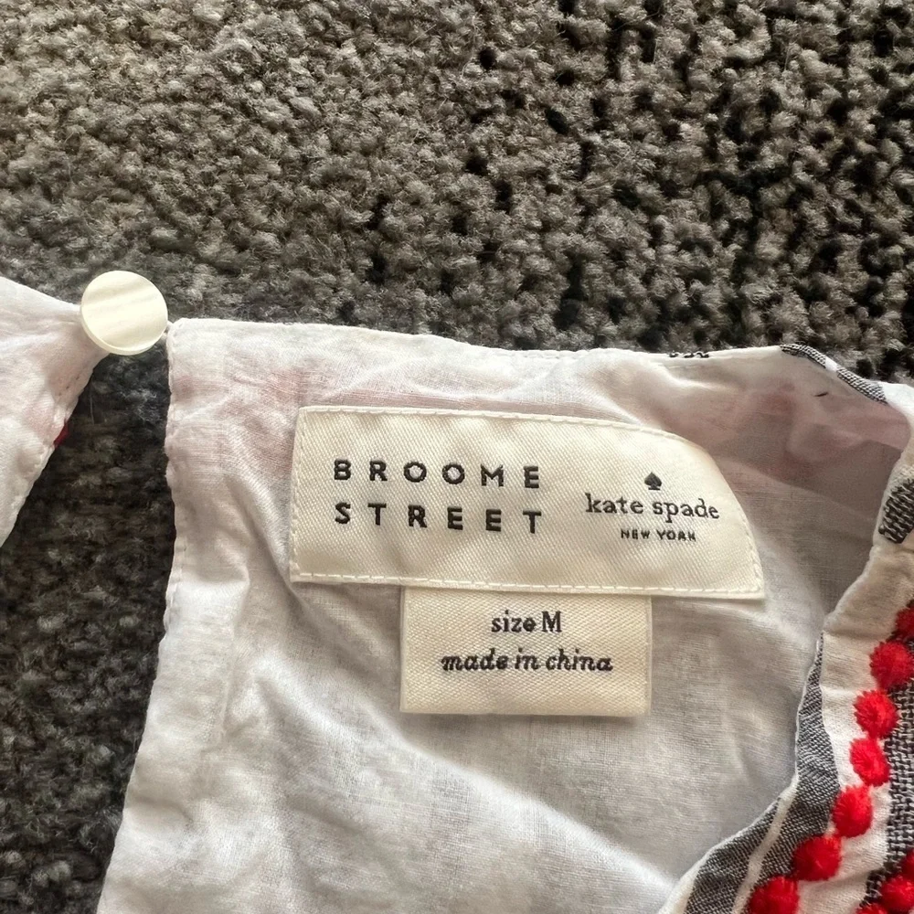 Broome Street Kate Spade Striped Embroidered Babydoll Dress